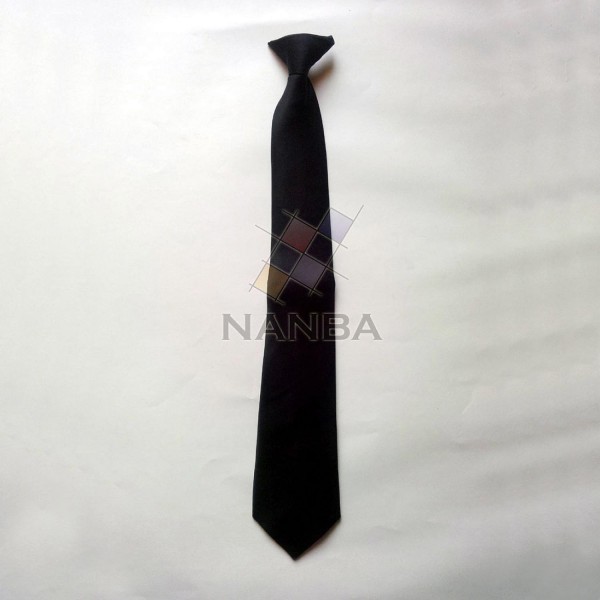Black Plain Tie With Pin on Back