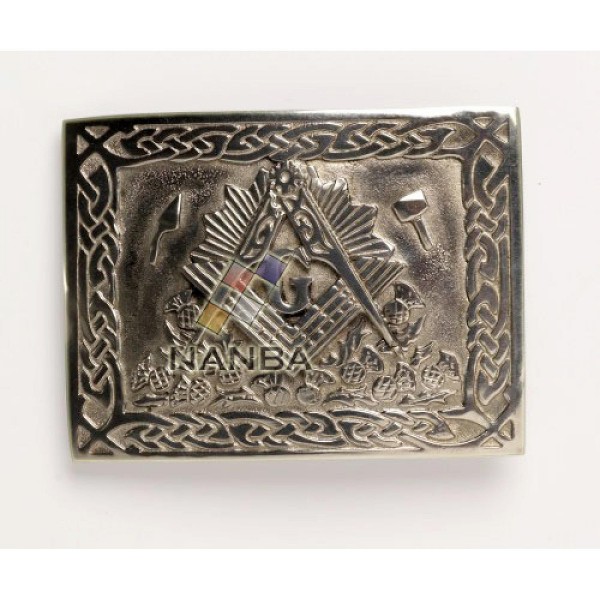 Masonic And Thistle Pewter Buckle