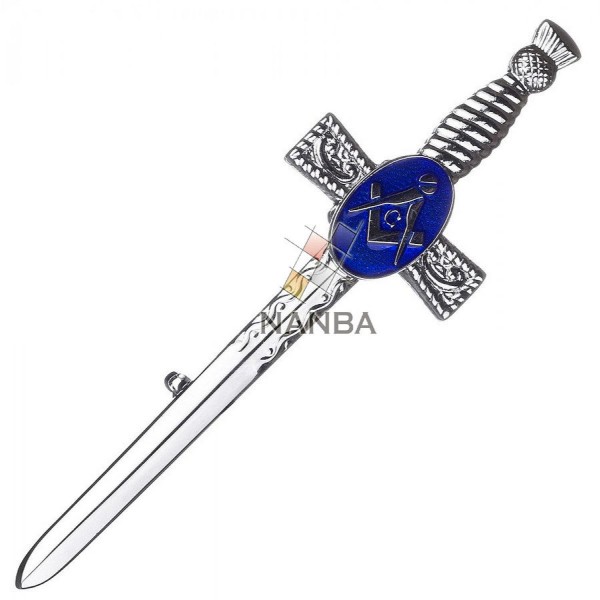 Blue Masonic Emblem Broadsword Kilt Pin