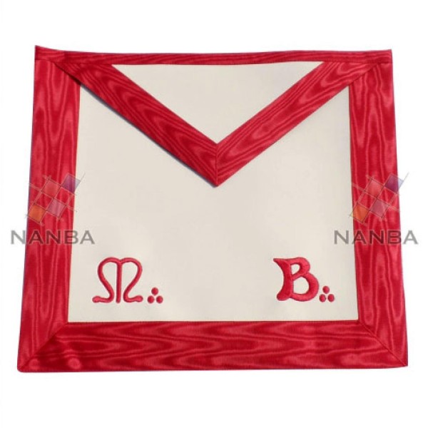Masonic Red MB Apron Machine Made Embroidery