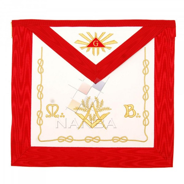 Masonic Red Apron Machine Made Embroidery