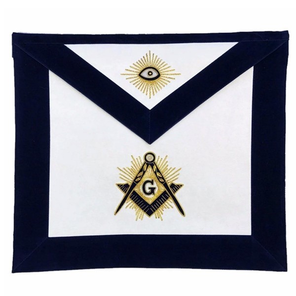 Masonic MASTER MASON Hand Embroided Apron with square compass with G Navy