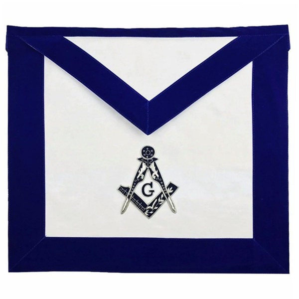 Masonic MASTER MASON Hand Embroided Apron with square compass with G Velvet