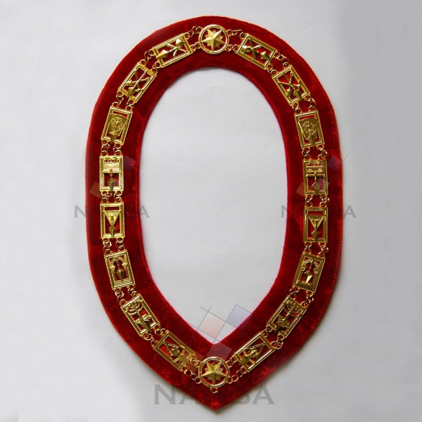 Masonic Chain Collar - Gold on Red