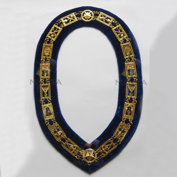 Masonic Chain Collar - Gold on Blue
