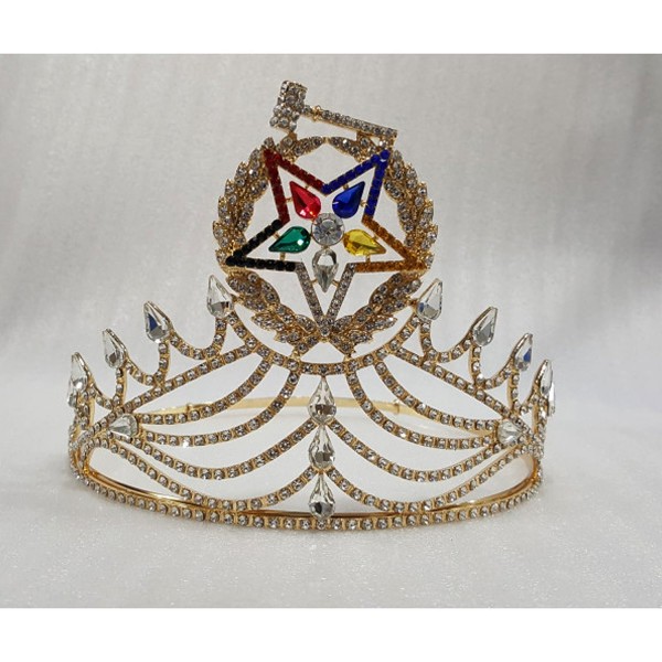 Freemason Masonic OES Grand Matron Crown in Gold with Rhinestones, OES CROWN