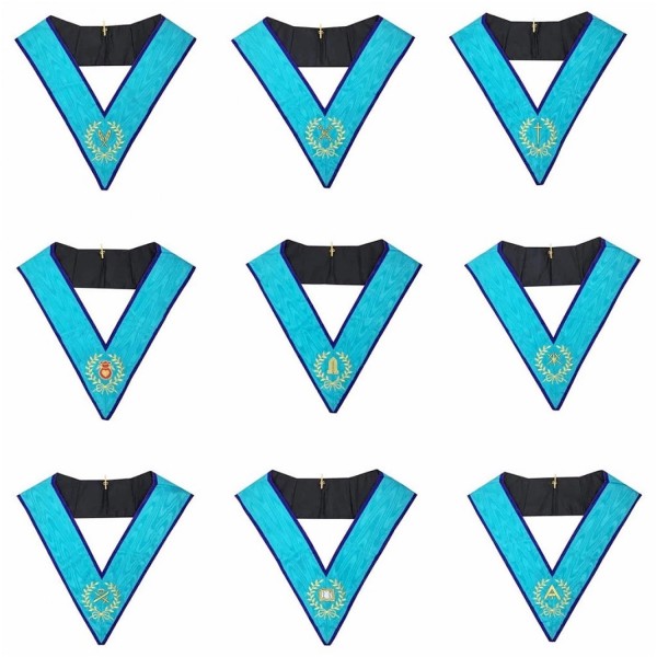 Memphis Misraim Officer Collars Machine Embroidery Set - Set of 9 Collar