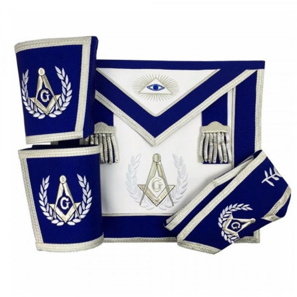 Blue Lodge Master Mason Apron Set Apron, Collar gauntlets (Cuffs)