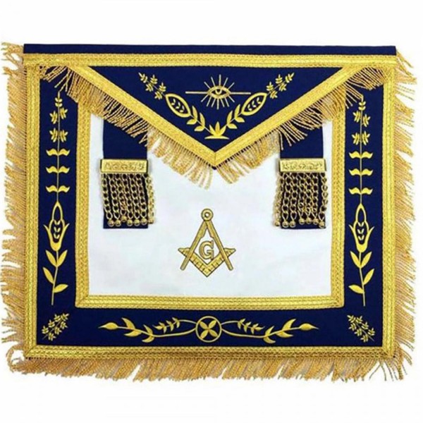 Masonic Blue Lodge G Master Mason Gold Machine Embroidery Apron