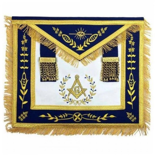 Masonic Blue Lodge Master Mason Gold Machine Embroidery Apron
