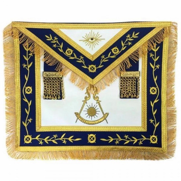 Masonic Blue Lodge Past Master Gold Machine Embroidery Apron