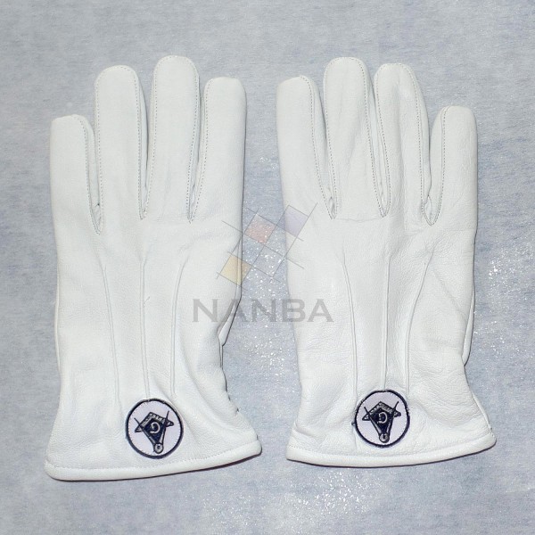 Masonic White Leather Gloves With Logo