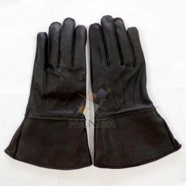 Knights black leather gauntlets