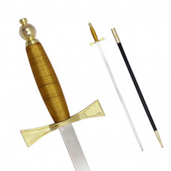 Masonic Sword with Brown Gold Hilt and Black Scabbard 35 3/4" Wholesale