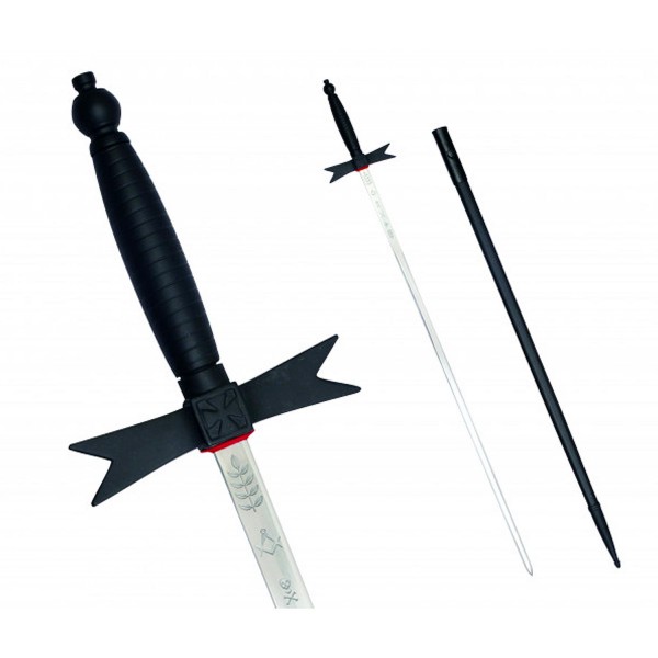 Masonic Knights Templar Sword with Black Hilt and Black Scabbard 35 3/4"