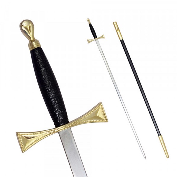 Masonic Sword with Black Gold Hilt and Black Scabbard 35 3/4"