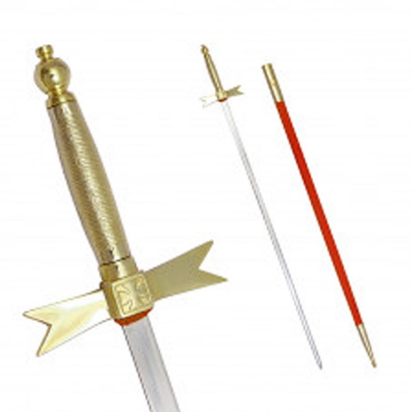 Masonic Sword with Gold Hilt and Black / Red Scabbard