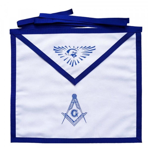Masonic Blue Lodge White Cotton Duck Cloth Master Mason Apron Printed