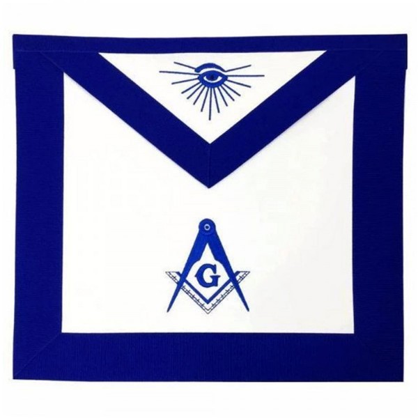 Masonic Blue Lodge Master Mason Apron Machine Embroidery Blue