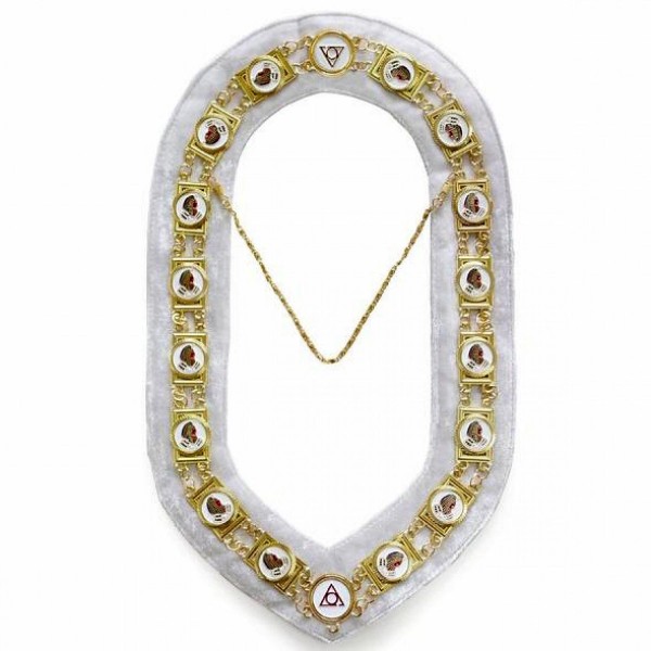 Daughter Of Isis - Masonic Chain Collar - Gold/Silver on White + Free Case