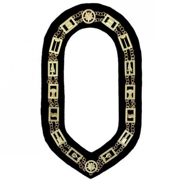 OES - Regalia Chain Collar - Gold/Silver on Blue + Free Case