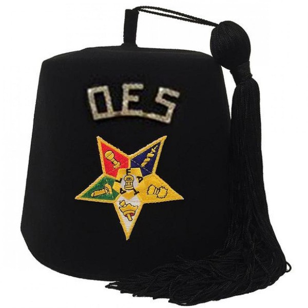 Order of the Eastern Star OES Rhinestone Black Fez