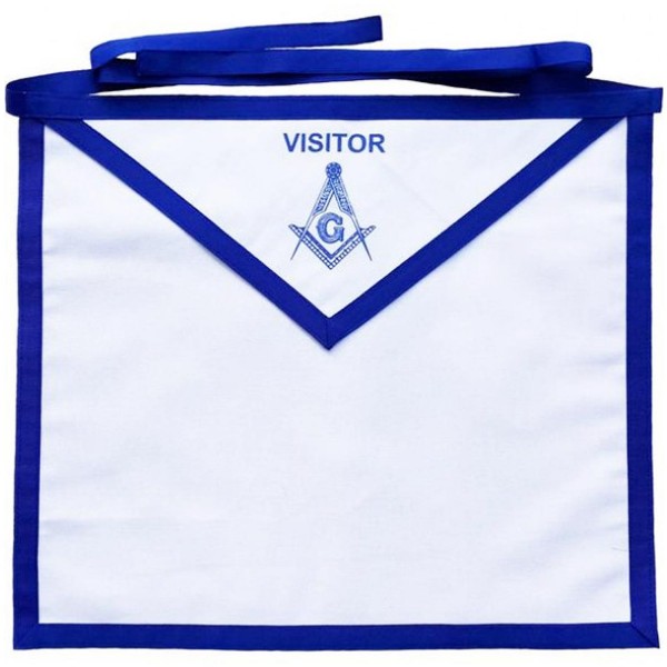 Masonic Blue Lodge White Cotton Duck Cloth Visitor Apron Printed