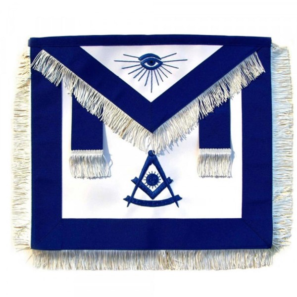 Masonic Past Master Apron Blue With White Fringe