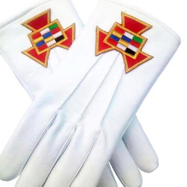 Soft Leather Masonic Gloves Past Priest PHP Embroidery