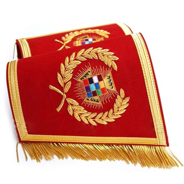 Masonic Gauntlets Cuffs - Past High Priest PHP Embroidered With Fringe