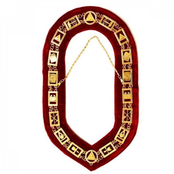 Royal Arch - Masonic Chain Collar - Gold/Silver On Red