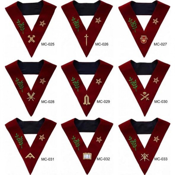 Scottish Rite 14th Degree Lodge Of Perfection Officer Collars Set Of 9 Hand Embroidered