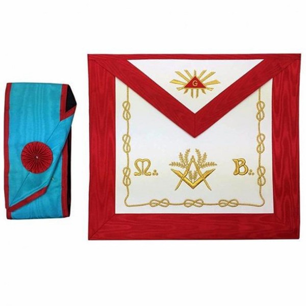 Masonic Blue Lodge worshipful Master Mason Apron and sash set