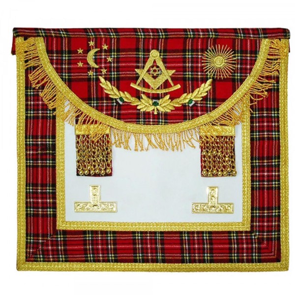 Scottish Rite Master Mason Handmade Embroidery Apron - Striped Red