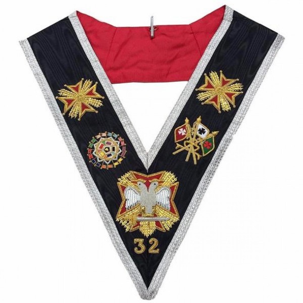 Masonic AASR Scottish Rite 32 Degree Collar Hand Embroidered