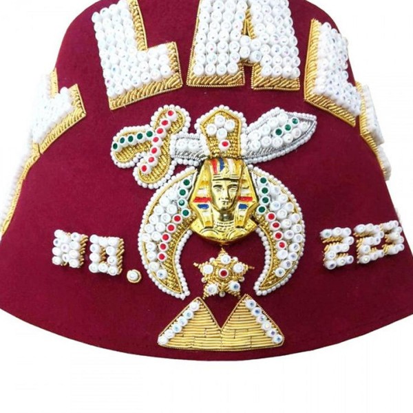 Shriner Fez Hat Bullion Hand Embroidered Free Case