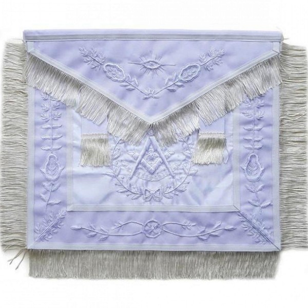 Masonic All White Past Master Apron With Wreath